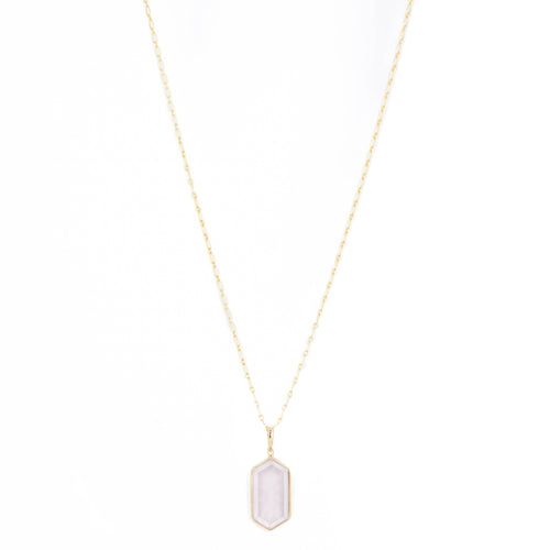 14K Yellow Gold 8.56 Carat Rose Quartz Engraved Pendant Necklace - Queen May