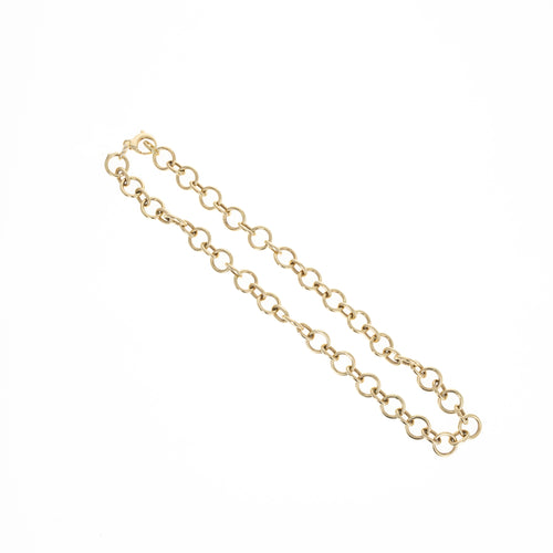 14K Yellow Gold Alternating Circle Link Ring Chain Necklace - Queen May