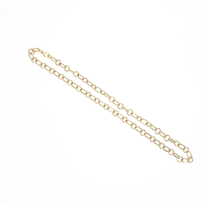 14K Yellow Gold Paperclip and Round Alternating Link Chain Necklace - Queen May