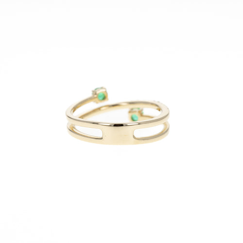 14K Yellow Gold Emerald Diamond Wrap Ring - Queen May