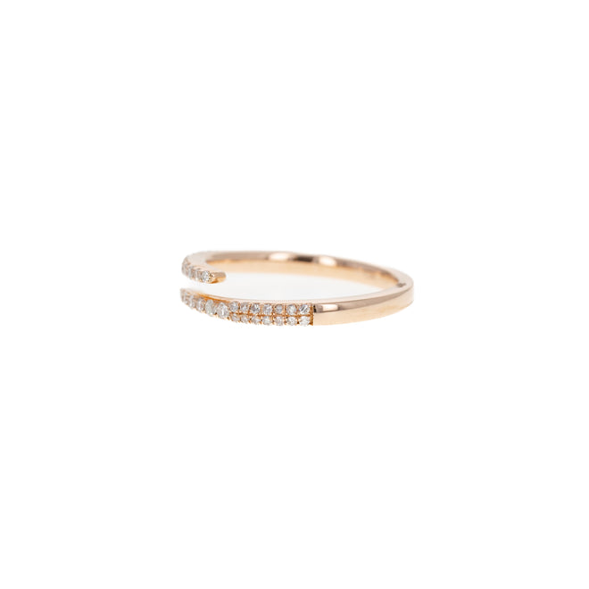 14K Rose Gold 0.17 Carat Pave Wrap Pinky Ring - Queen May