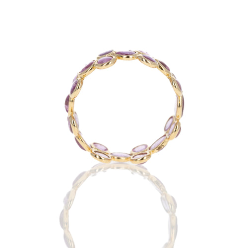 14K Yellow Gold 5.02 Carat Pink Sapphire Bezel Bubble Ring - Queen May