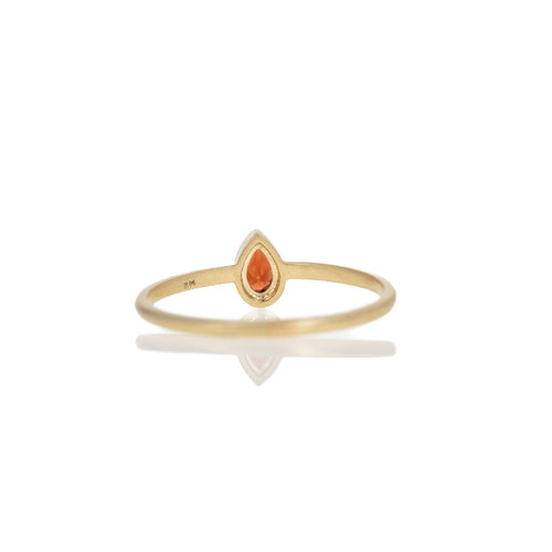 14K Yellow Gold 0.28 Carat Garnet Bezel Brushed Ring - Queen May