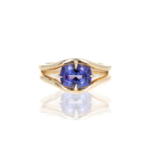 14K Yellow Gold 2.12 Carat Tanzanite Ring - Queen May