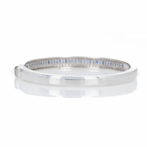 18K White Gold 3 Carat Sapphire Diamond Bangle - Queen May