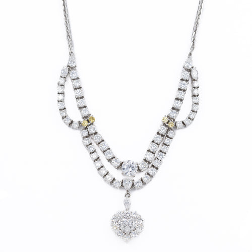 Platinum 8.55 Carat Diamond Heart Halo Necklace - Queen May