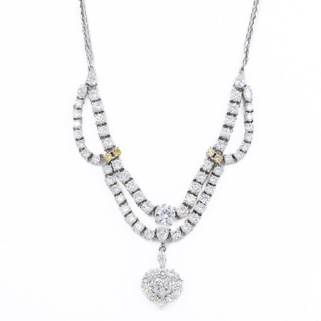 Platinum 8.55 Carat Diamond Heart Halo Necklace - Queen May