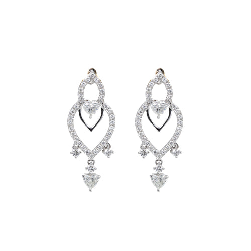 18K White Gold 2.20 Carat Diamond Heart Drop Earrings - Queen May