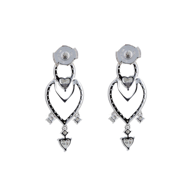 18K White Gold 2.20 Carat Diamond Heart Drop Earrings - Queen May