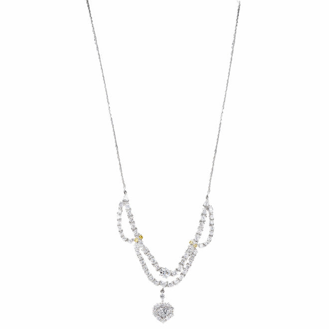 Platinum 8.55 Carat Diamond Heart Halo Necklace - Queen May