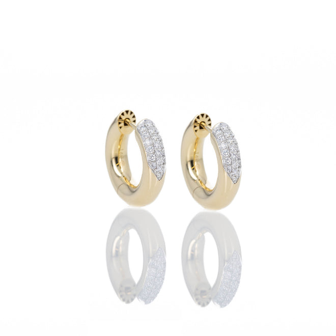 14K Yellow Gold 0.40 Carat Diamond Donut Hoop Earrings - Queen May