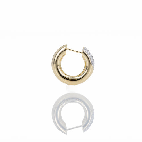 14K Yellow Gold 0.40 Carat Diamond Donut Hoop Earrings - Queen May