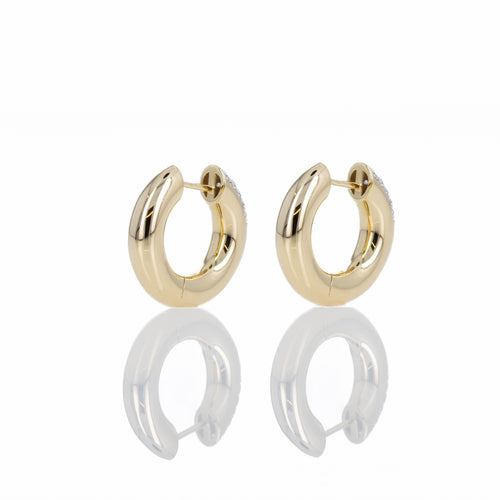 14K Yellow Gold 0.40 Carat Diamond Donut Hoop Earrings - Queen May