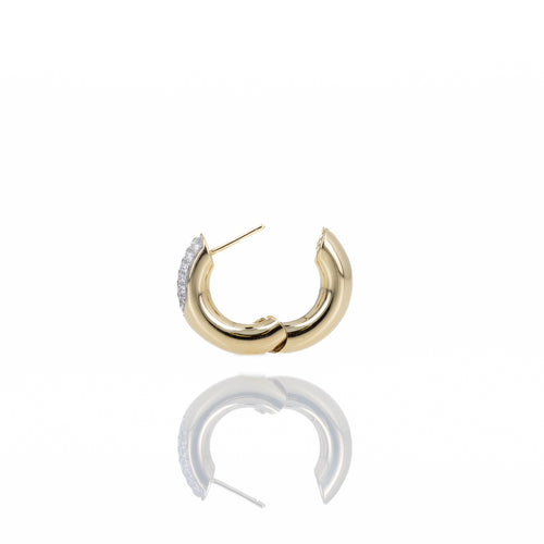 14K Yellow Gold 0.40 Carat Diamond Donut Hoop Earrings - Queen May