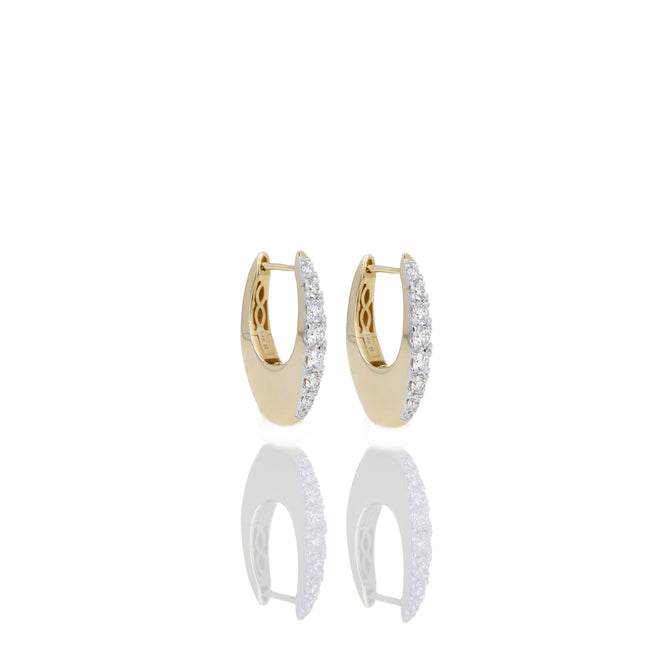 14K Yellow Gold 0.60 Carat Wide Chunky Oval Hoop Earrings - Queen May