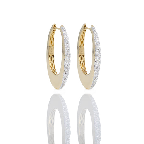 14K Yellow Gold 1.10 Carat Wide Chunky Oval Hoop Earrings - Queen May