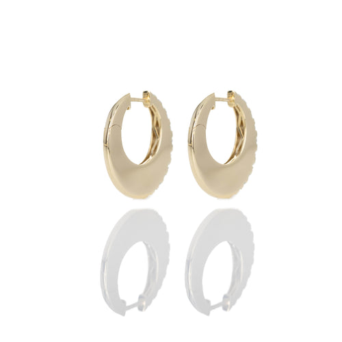 14K Yellow Gold 0.70 Carat Wide Chunky Round Hoop Earrings - Queen May