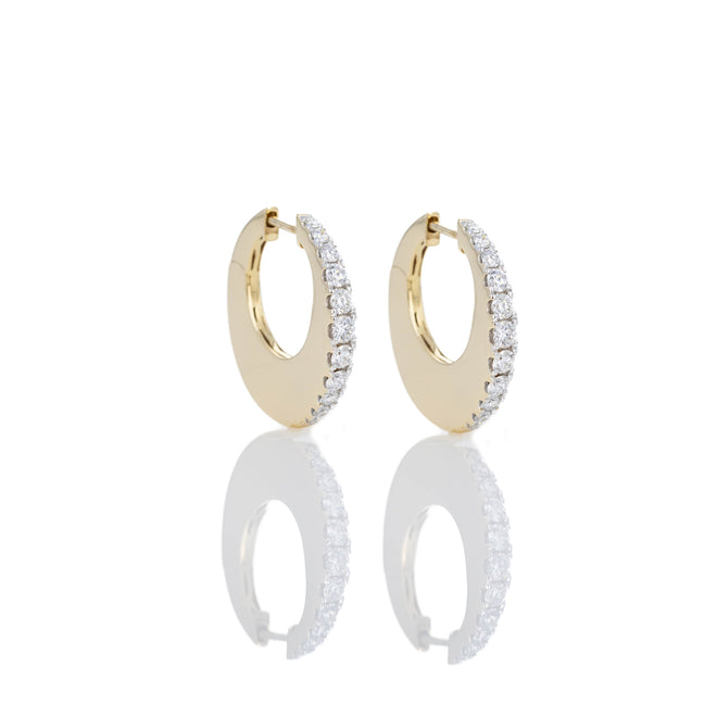 14K Yellow Gold 0.70 Carat Wide Chunky Round Hoop Earrings - Queen May