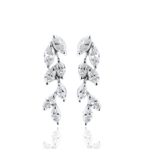 14K White Gold 0.86 Carat Diamond Marquise Drop Earrings - Queen May