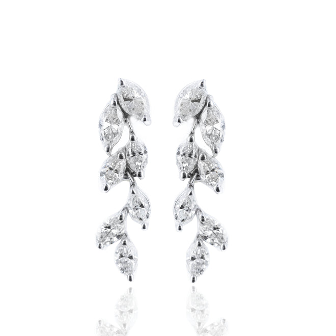 14K White Gold 0.86 Carat Diamond Marquise Drop Earrings - Queen May