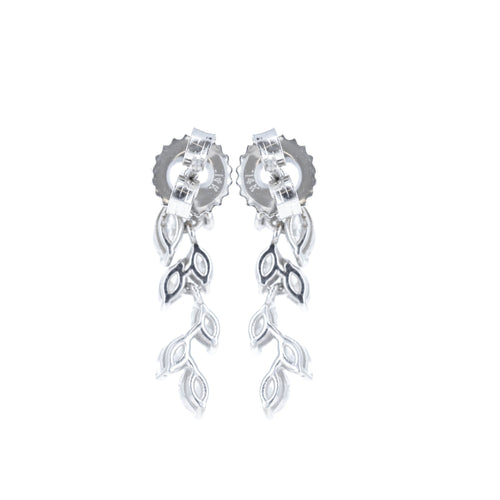 14K White Gold 0.86 Carat Diamond Marquise Drop Earrings - Queen May