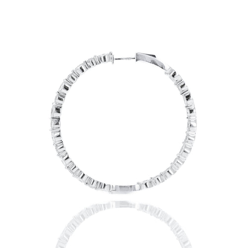 18K White Gold 5.61 Carat Diamond Marquise Round Alternating Inside-Out Hoop Earrings - Queen May