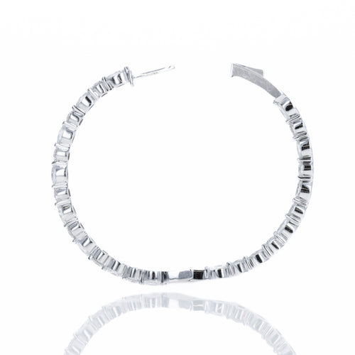 18K White Gold 5.61 Carat Diamond Marquise Round Alternating Inside-Out Hoop Earrings - Queen May