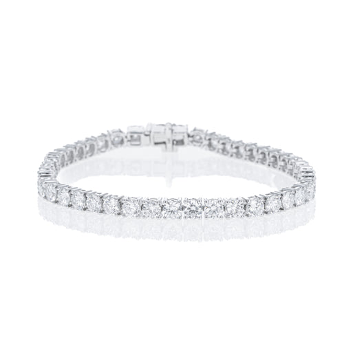 Lab Grown 14K White Gold 5.38 Carat Round Diamond Tennis Bracelet - Queen May