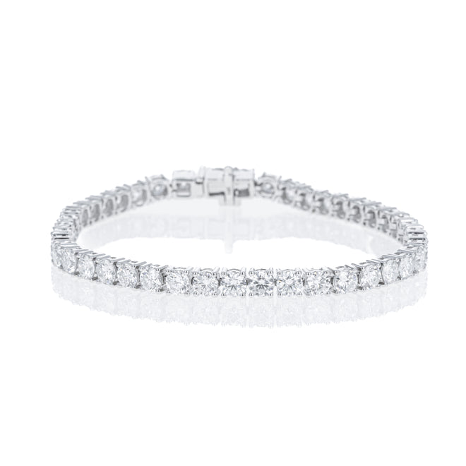 Lab Grown Platinum 10.89 Carat Round Diamond Tennis Bracelet - Queen May