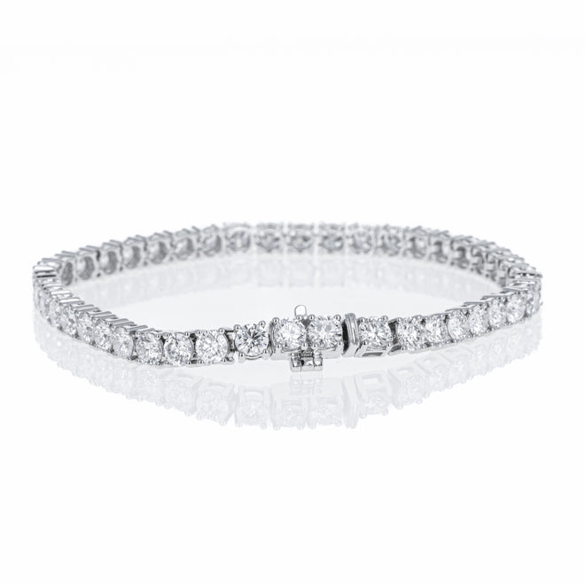 Lab Grown 14K White Gold 5.38 Carat Round Diamond Tennis Bracelet - Queen May