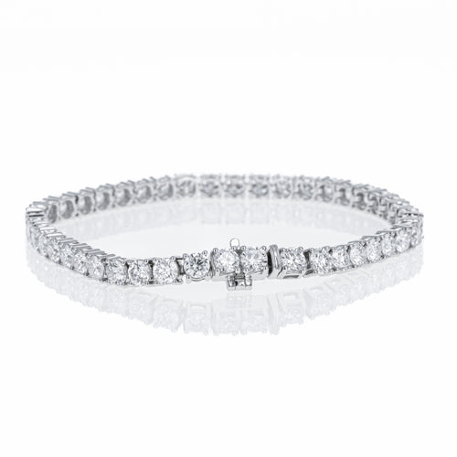 Lab Grown Platinum 10.89 Carat Round Diamond Tennis Bracelet - Queen May