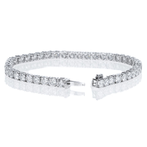 Lab Grown 14K White Gold 5.38 Carat Round Diamond Tennis Bracelet - Queen May