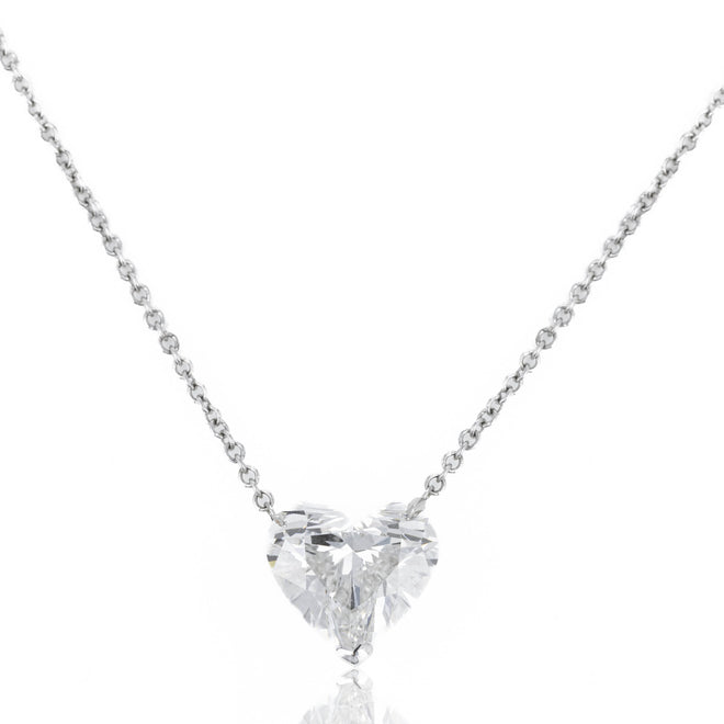 Lab Grown 3.09 Carat Heart Diamond Solitaire Pendant Necklace - Queen May