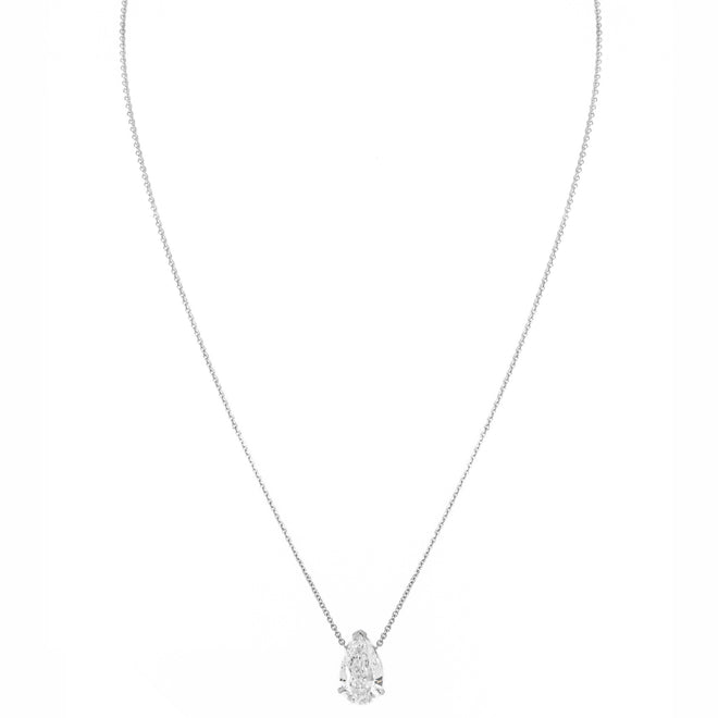 Lab Grown 4 Carat Pear Diamond Solitaire Pendant Necklace - Queen May