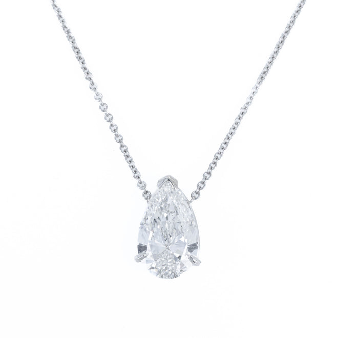 Lab Grown 4 Carat Pear Diamond Solitaire Pendant Necklace - Queen May