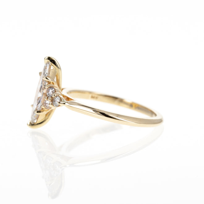 14K Yellow Gold 1.13 Carat Marquise Diamond Engagement Ring - Queen May