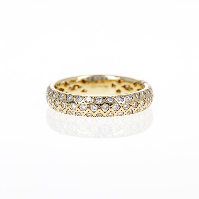 18K Yellow Gold 1.10 Carat Round Diamond Eternity Band - Queen May