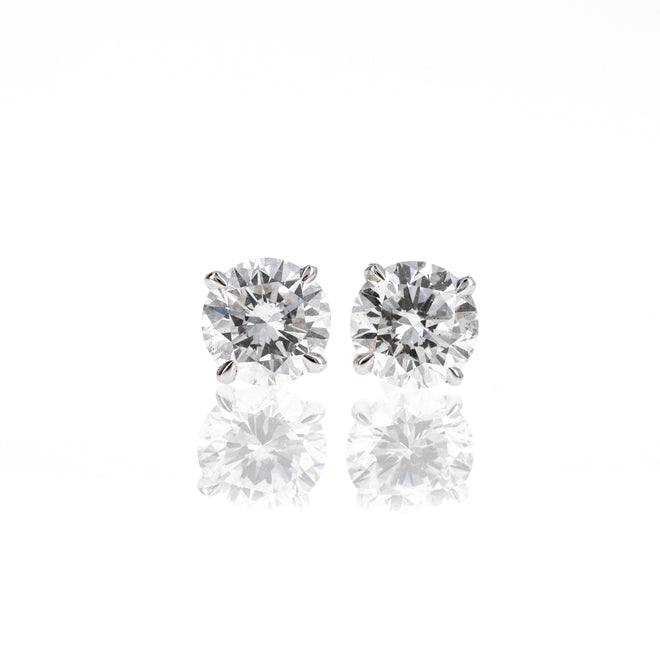 14K White Gold 1.57 CTW Lab Grown Round Diamond 4 Prong Martini Stud Earrings - Queen May