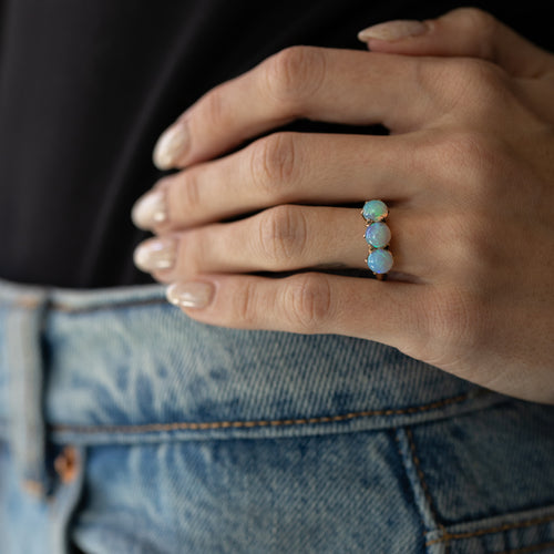 Victorian 10K Yellow Gold Opal Cabochon Ring - Queen May