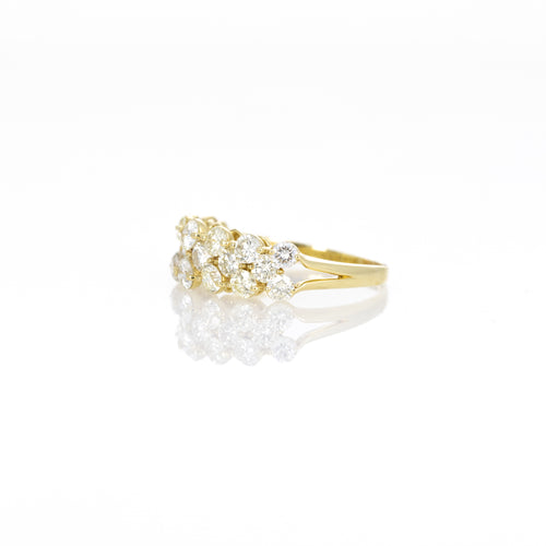 18K Yellow Gold 2 Carat Round Diamond Floating Pave Band - Queen May