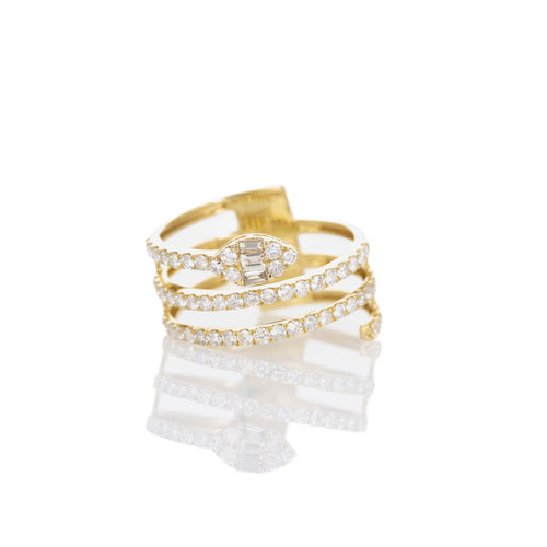 18K Yellow Gold 1 Carat Diamond Snake Wrap Ring - Queen May