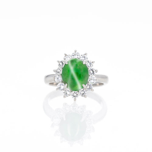 Platinum 2.25 Carat Jade Diamond Halo Ring - Queen May