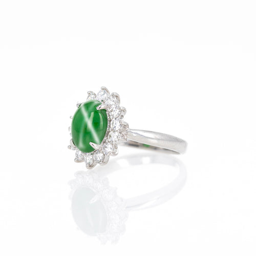 Platinum 2.25 Carat Jade Diamond Halo Ring - Queen May