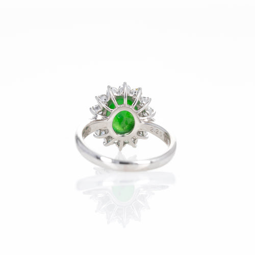 Platinum 2.25 Carat Jade Diamond Halo Ring - Queen May