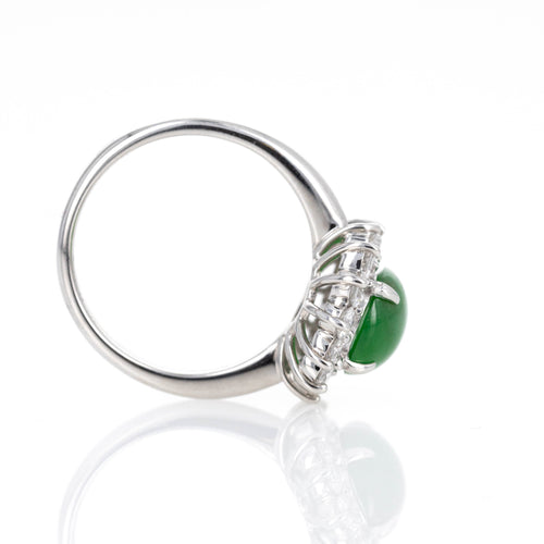 Platinum 2.25 Carat Jade Diamond Halo Ring - Queen May