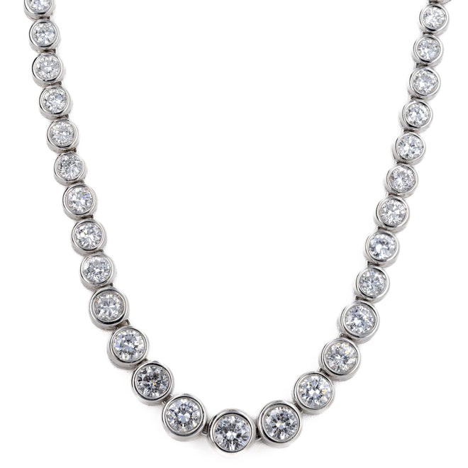 Platinum 10.14 Carat Round Diamond Graduated Bezel Necklace - Queen May