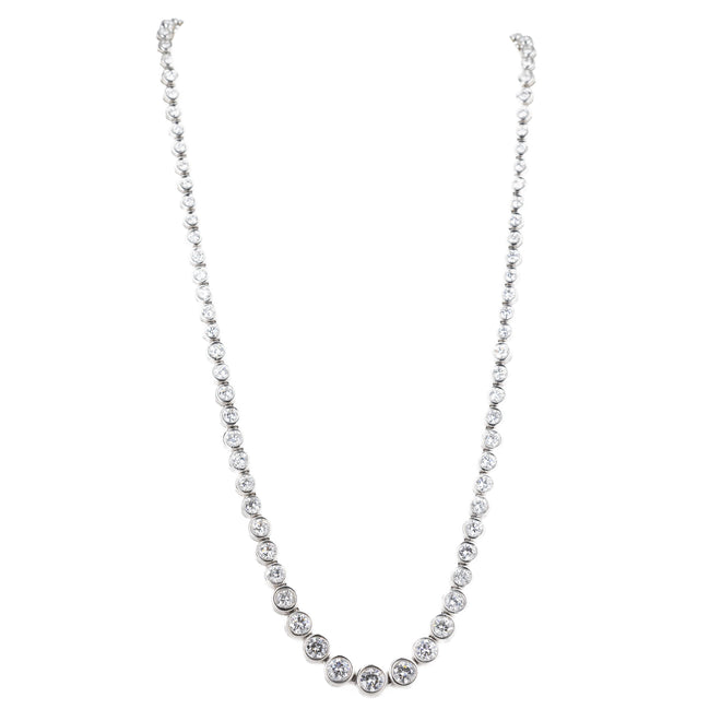 Platinum 10.14 Carat Round Diamond Graduated Bezel Necklace - Queen May