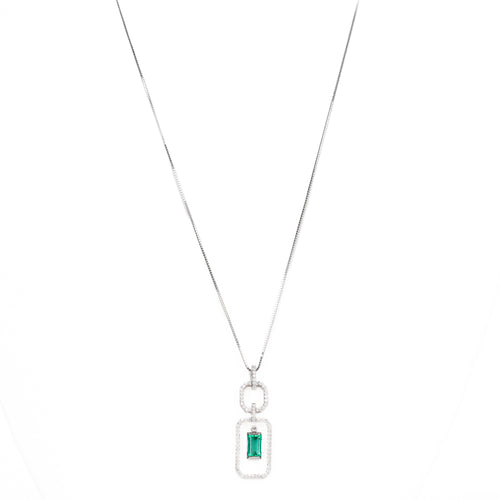 Platinum 0.62 Carat Emerald Diamond Pendant Necklace - Queen May