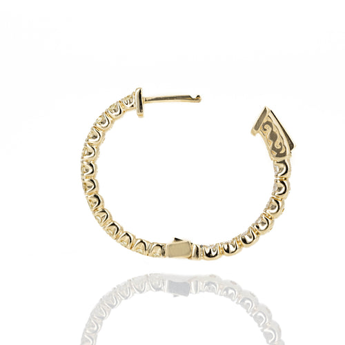 14K Yellow Gold 1.94 Carat Round Diamond Inside-Out Hoop Earrings - Queen May