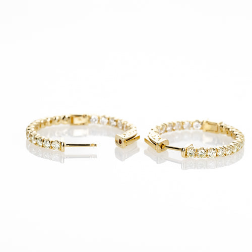 14K Yellow Gold 1.94 Carat Round Diamond Inside-Out Hoop Earrings - Queen May